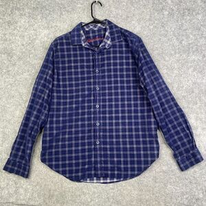 Robert Graham Shirt Mens Medium Classic Fit Brushed Corduroy Plaid Blue